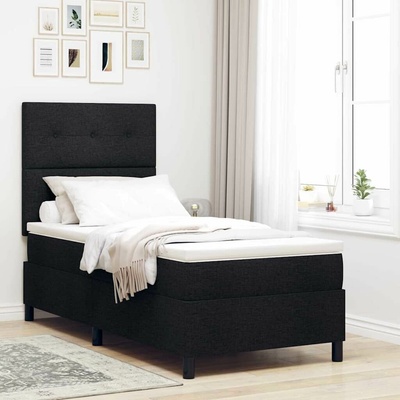 zahrada-XL 3339345 Postel s boxspringem s matrací s čelo Černá textil