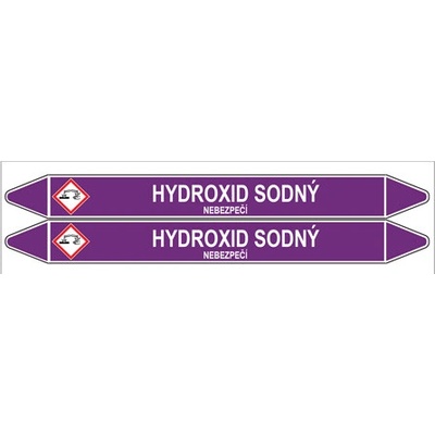 Značení potrubí, hydroxid sodný,2 ks, 450 × 52 mm PZ 007305