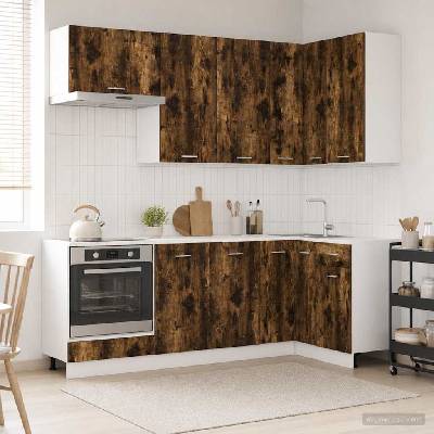 vidaXL Кухненски единица LYON 8 pcs Опушен дъб Инженерна дървесина (3438435)