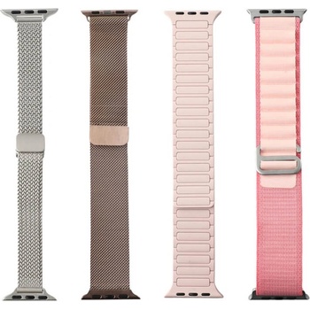 4smarts Комплект от 4 броя различни каишки за Apple Watch 42мм, 44мм, 45мм, 46мм, Ultra, Ultra 2, Ultra 3 49мм (розов) - 4smarts Omega L Watch Strap Set (541398)