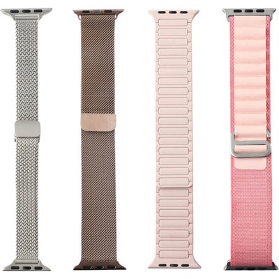4smarts Комплект от 4 броя различни каишки за Apple Watch 42мм, 44мм, 45мм, 46мм, Ultra, Ultra 2, Ultra 3 49мм (розов) - 4smarts Omega L Watch Strap Set (541398)