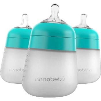 Nanobebe Комплект силиконови бутилки Nanobebe - Flexy, 270 ml, 3 броя, минт (31221)