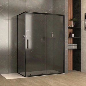 Inter Ceramic Правоъгълна душ кабина Inter Ceramic с плъзгаща се врата 120x80 см матово черно - опушено (119G/120 + ICS 111G/80)