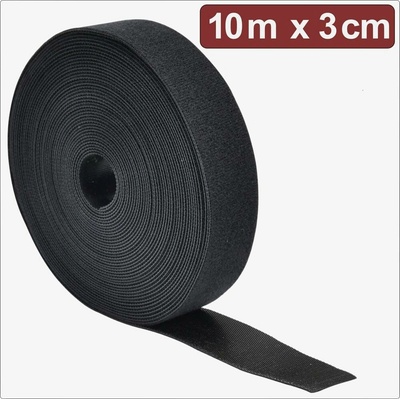 Quadrios 24CA308 pásek se suchým zipem, ke spojování, háčková a flaušová část, (d x š) 10 m x 3 cm, černá, 10 m