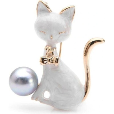 Gaira brož Kočička 340037 bílá – Zboží Dáma