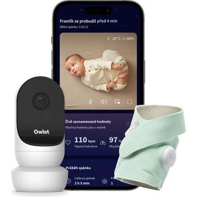 Owlet Dream Duo chytrá ponožka světle zelená a kamera Cam 2 bílá