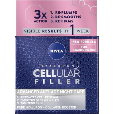 Nivea Cellular Стягащ нощен крем Hyaluron Filler, 50 ml