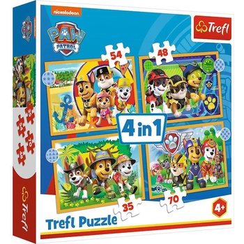 Image 1 of Trefl - Puzzle 4in1 Holiday Paw Patrol - 1 - 39 piese