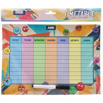 Дъска с програма за седмицата Junior Timetable, с маркер, А4 (1077140121)