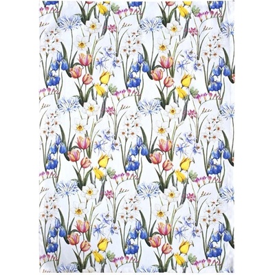 SCANquilt utěrka FLORA irisy tulipány bílopestrá 50 x 70 cm