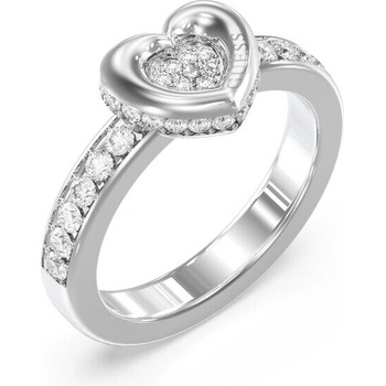 Guess ocelový prsten Srdce s krystaly L.O.V.E. JUBR05464JWRH