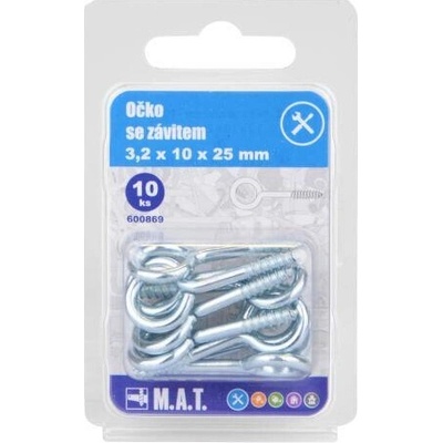 M.A.T. GROUP Uzavreté očko so závitom 25 × 10 × 3,2 mm, zinok (10 ks)