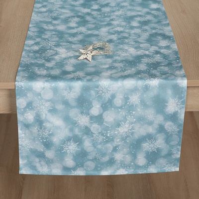 Veba ubrus GARBO tisk Kouzlo ledu modrá s nešpinivou úpravou 40x120 cm