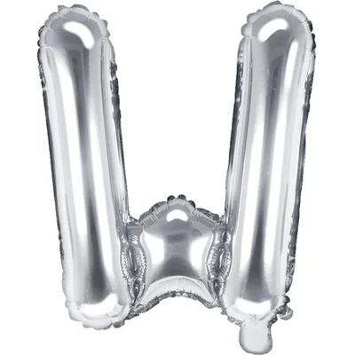 PartyDeco Балон от фолио Mini - Буква W 35см сребърен