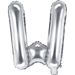 PartyDeco Балон от фолио Mini - Буква W 35см сребърен