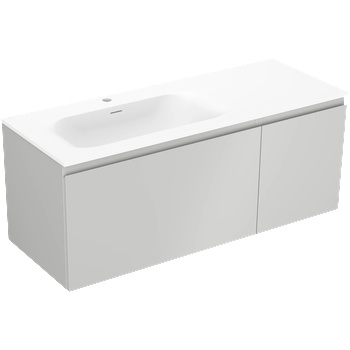 Mexen Orio шкаф за баня 120 см с мивка Вела лява, 1S, 1D, сиво мат/бяло мат (91A13-12047-3-BBFF62-W23L01)