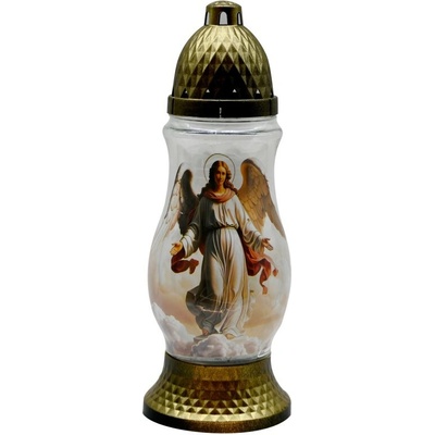 Cintorínsky sklenený lampáš Madona 28 cm – Anjel, 24 h