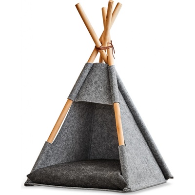 Zeller Stan Teepee Cat, plsť/dřevo, šedá