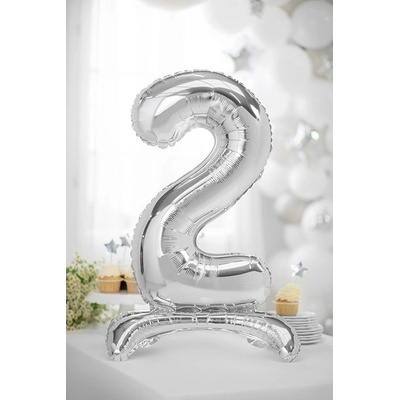 Party Deco FB102M 2 018 Fóliový balón s podstavou strieborný číslo 70cm 2