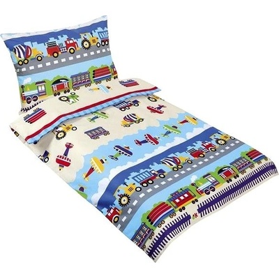 Bellatex obliečky Agáta Letadla a Auta modré 90x135 cm 45x60 cm