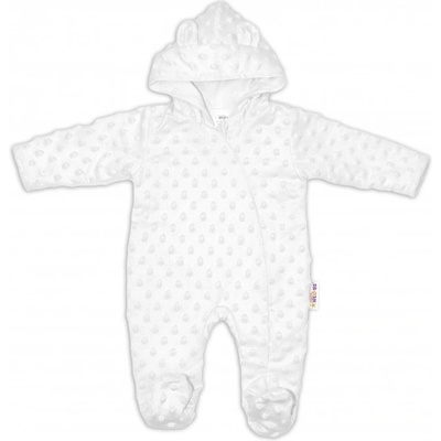 Baby Nellys Kombinézka overálek MINKY s kapucí a oušky bílá – Zboží Dáma