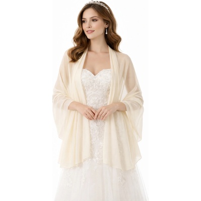 Šifónový šál přes ramena přehoz přes společenské šaty bílá – Zboží Mobilmania