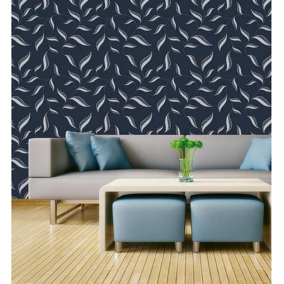 DIMEX ART Луксозна флизелинова тапета черни раирани листа