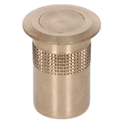 Mosazná západka k zástrčím, vnitřní ø 14 mm, vnější ø 18 mm, délka 30 mm, s pružinkou, hloubka zapuštění 20 mm