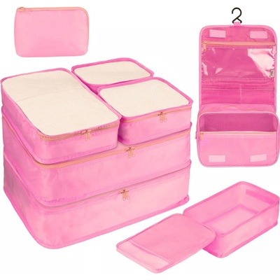 KUFRYPLUS Cestovní organizéry SN637 růžová, 8 ks