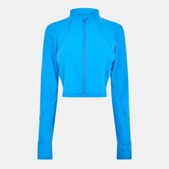 USA Pro Яке USA Pro Women's Cropped Funnel Neck Long Sleeve Zip Performance Training Jacket - Sonic Blue