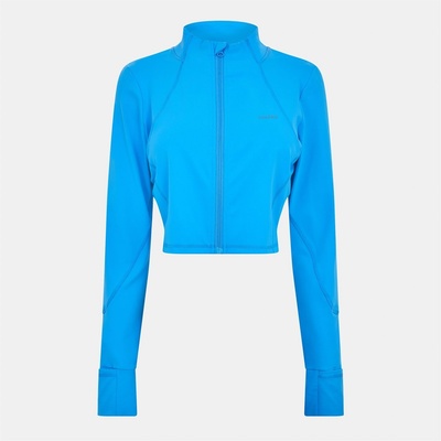 USA Pro Яке USA Pro Women's Cropped Funnel Neck Long Sleeve Zip Performance Training Jacket - Sonic Blue