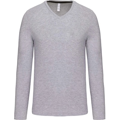 Kariban VINTAGE V-NECK K358 pánské tričko s dlouhým rukávem oxford grey