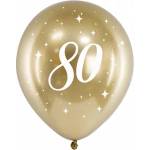 PartyDeco Латексови балони - златисти число 80 6 бр