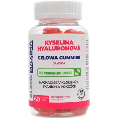 ALAVIS MAXIMA Kyselina hyalurónová gummies Jahoda 60 žuvacích tabliet