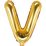PartyDeco Балон от фолио Mini - Буква V 35см златен
