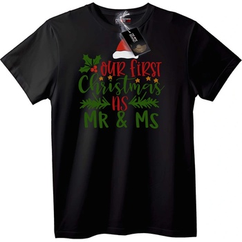 NOONEBRAND Тениска Първа коледна Mr & Ms - M, Black