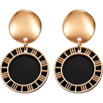 HARAHU Обици xi-27562 - Златна / Черна kp27562 (xi-27562)