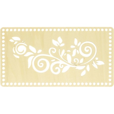 Bellatex Dno víko překližkové 26x14cm / otvory 6mm přírodní obdélník s květinou