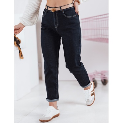 Basic džíny mom s vysokým pasem straighty uy2390 Tmavě modré