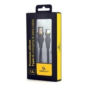 Gembird USB Type-C charging and data transfer cable, silicone braided, 1.5m black