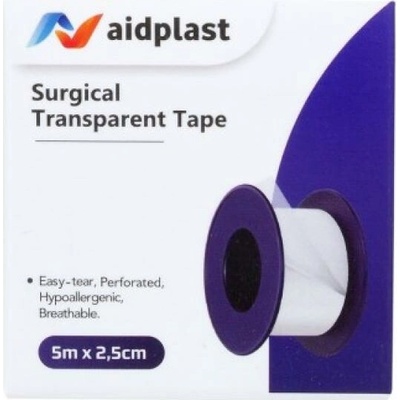 Aidplast Náplast na cívce transparentní 5 m × 2,5 cm