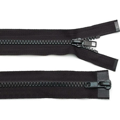 Zip kostěný 5 mm dělitelný 2 jezdce / dvoucestný 85 cm bundový 322 černá