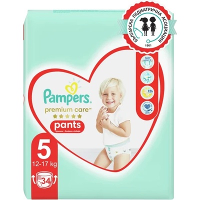 Pampers Гащички Pampers Premium Care Pants 5 (12-17кг. ) - 34 броя