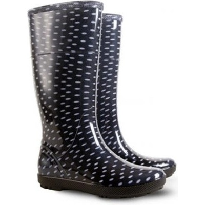 Demar hawai lady print 0076v / Дамски гумени ботуши на точки - черни 36 (0076v/36)
