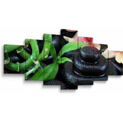 Obraz - Kamene a orchidey, sedemdielne 210x100 cm