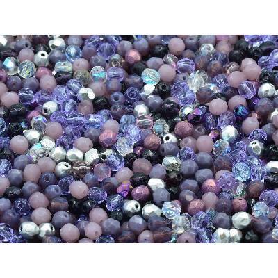Glass beads, s.r.o. Broušené korálky - ohňovky 4 mm mix - fialový Balení: 600ks