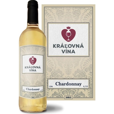 Sablio Kráľovná vína Chardonnay biele suché víno 12 % 0,75 l (čistá fľaša)