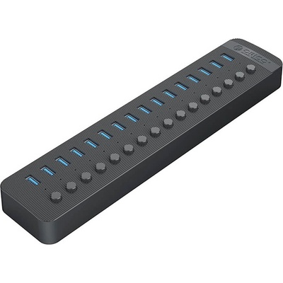 ORICO 16-портов USB-A 3.0 хъб със захранване за компютри и лаптопи - Orico CT2U3-16AB USB 16 Port Hub with Switches And Power Adapter (черен) (CT2U3-16AB)