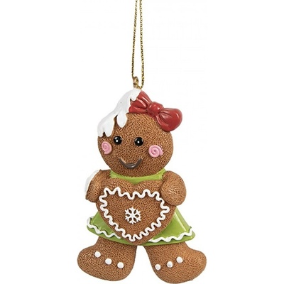 Clayre & Eef Hnědá vánoční závěsná ozdoba holčička Perníček Gingerbread - 5*1*8 cm