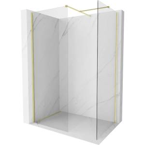 Mexen Kioto-X душ-преграда Walk-in 110 x 110 cm, прозрачно 10 mm, злато четкано - 800-110-202-55-00-110-X (800-110-202-55-00-110-X)
